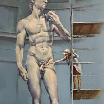 Painting titled "cleaning of David" by Karas Gleb, Original Artwork, Oil