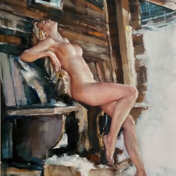 Peinture intitulée "After the sauna" par Karas Gleb, Œuvre d'art originale, Huile
