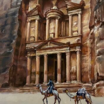 Painting titled "Petra -lost city" by Karas Gleb, Original Artwork, Oil