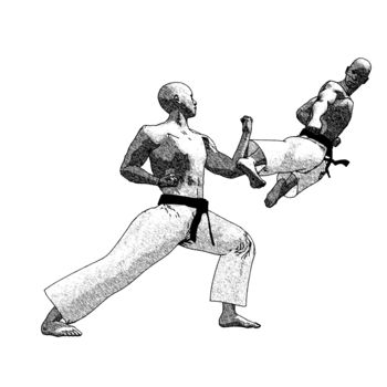 Digitale Kunst mit dem Titel "Ushiro tobi geri" von Karate Poster, Original-Kunstwerk, 2D digitale Arbeit