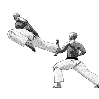 제목이 "Ushiro tobi geri (1)"인 디지털 아트 Karate Poster로, 원작, 2D 디지털 작업