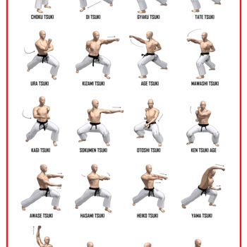 Grafika cyfrowa / sztuka generowana cyfrowo zatytułowany „Tsuki Waza” autorstwa Karate Poster, Oryginalna praca, 2D praca cy…