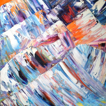 Pintura titulada "Rainbow Mountains" por Maria Karatekin, Obra de arte original, Oleo Montado en Bastidor de camilla de made…