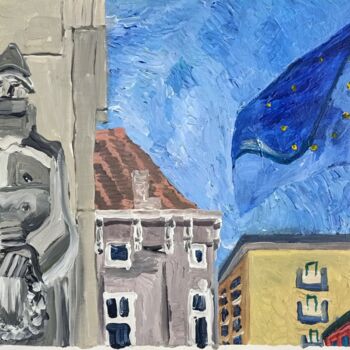 "Europa en de soldaat" başlıklı Tablo Karel Liefooghe tarafından, Orijinal sanat, Akrilik Ahşap panel üzerine monte edilmiş