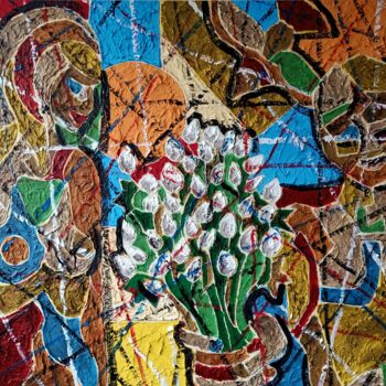「les tulipes du pard…」というタイトルの絵画 Karel Liefoogheによって, オリジナルのアートワーク, アクリル