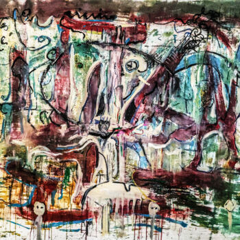 Peinture intitulée "Cosmic dance" par Karel Stoop, Œuvre d'art originale, Huile