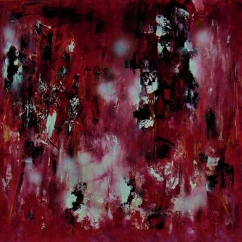 「lightening red (70/…」というタイトルの絵画 Karel Van Campによって, オリジナルのアートワーク, アクリル