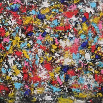 Pintura intitulada "Explosie van kleuren" por Karel Van Camp, Obras de arte originais, Acrílico