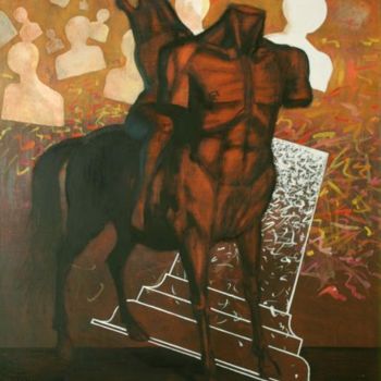 Painting titled "Black centavrus" by Karen Aghamyan, Original Artwork