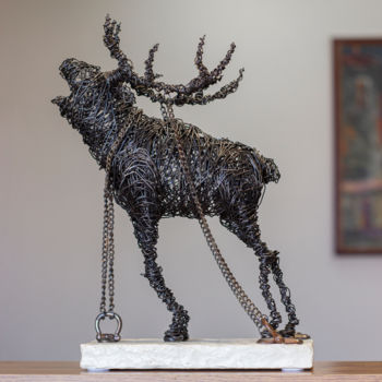 Sculpture titled "Moose 37x25x12 3kg…" by Karen Axikyan, Original Artwork, Metals