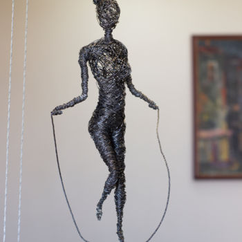 Sculpture titled "Girl with skipping…" by Karen Axikyan, Original Artwork, Concrete