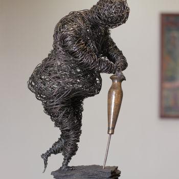 Sculpture titled "Fragile hope 39x19x…" by Karen Axikyan, Original Artwork, Metals