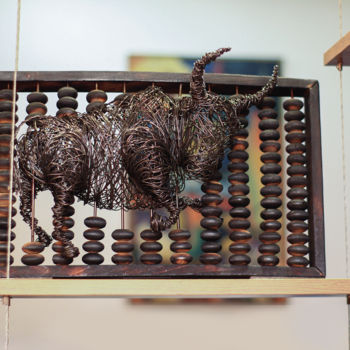 Sculpture titled "Financial mess (28x…" by Karen Axikyan, Original Artwork, Metals