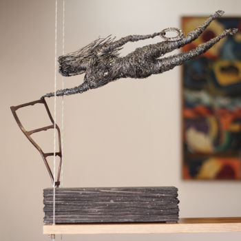 Sculpture titled "Meeting with Chagal…" by Karen Axikyan, Original Artwork, Metals