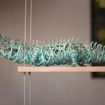 Sculpture titled "Crocodile (14x55x27…" by Karen Axikyan, Original Artwork, Metals