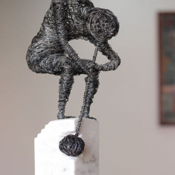 Sculpture titled "Self-violence (35x1…" by Karen Axikyan, Original Artwork, Metals