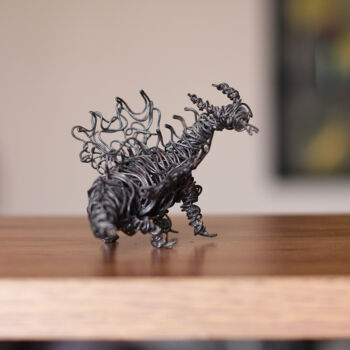 Sculpture titled "Dragon (9x6x7cm 0.1…" by Karen Axikyan, Original Artwork, Metals