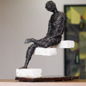 Sculpture titled "Apathy (37x13x25cm…" by Karen Axikyan, Original Artwork, Metals