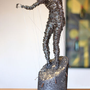 Sculpture titled "Addiction (44x25x18…" by Karen Axikyan, Original Artwork, Metals