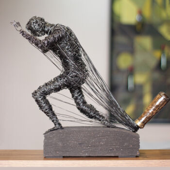 Sculpture titled "Escape from opinion…" by Karen Axikyan, Original Artwork, Metals