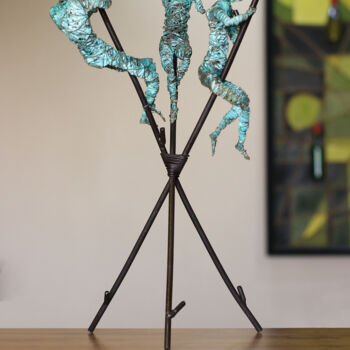 Sculpture titled "Waiting for help 40…" by Karen Axikyan, Original Artwork, Metals