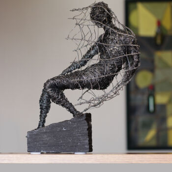 Sculpture titled "TRAPPED" by Karen Axikyan, Original Artwork, Wire