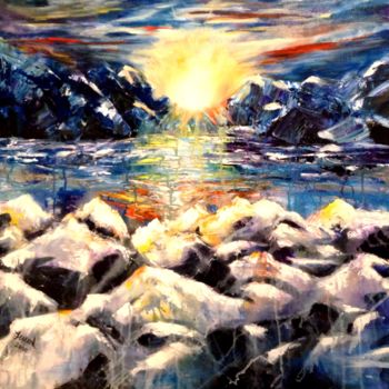 Painting titled "frozen sunrise" by Ferrand, Original Artwork, Acrylic