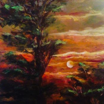 Painting titled "Red Skys" by Ferrand, Original Artwork