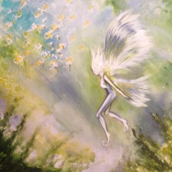 Painting titled "Dandelion Wishes" by Ferrand, Original Artwork, Acrylic