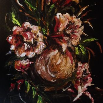 Картина под названием "Wild flowers & vase" - Ferrand, Подлинное произведение искусства, Акрил