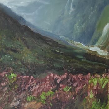 Malerei mit dem Titel "Bruyères de Glendal…" von Karen Garnaud, Original-Kunstwerk, Öl