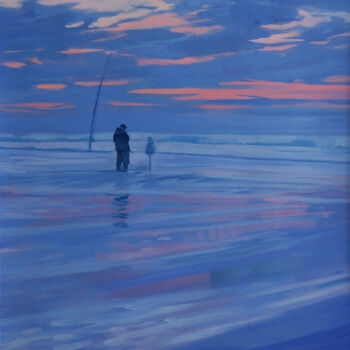 Картина под названием "Fishing at dusk" - Karen Kruse, Подлинное произведение искусства, Акрил