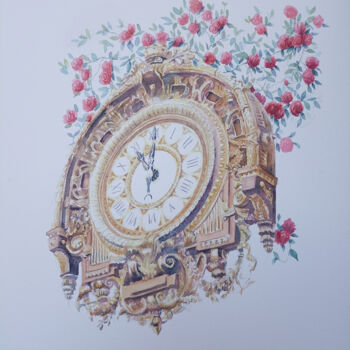 Peinture intitulée "L'évidence du temps" par Karen Lara Martin, Œuvre d'art originale, Aquarelle
