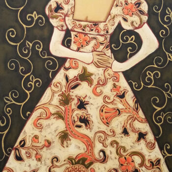 Ζωγραφική με τίτλο "Florentine Evening" από Karen Rieger, Αυθεντικά έργα τέχνης, Λάδι Τοποθετήθηκε στο Ξύλινο φορείο σκελετό