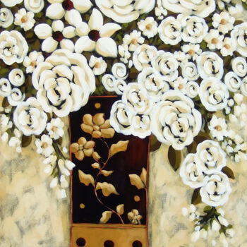 Painting titled "White Still Life" by Karen Rieger, Original Artwork, Acrylic