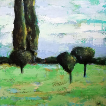 제목이 "Against the Sky"인 미술작품 Karen Rieger로, 원작, 아크릴 나무 들것 프레임에 장착됨