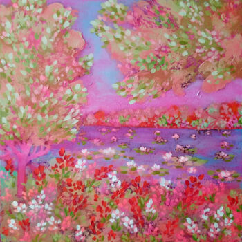 Painting titled "Evening Aria" by Karen Rieger, Original Artwork, Acrylic Mounted on Wood Stretcher frame