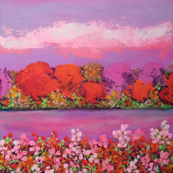 Painting titled "Evening Sang to Me…" by Karen Rieger, Original Artwork, Acrylic Mounted on Wood Stretcher frame