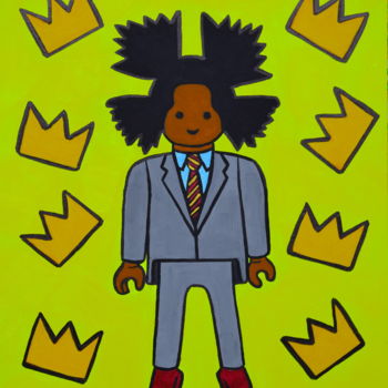 Malerei mit dem Titel "Basquiat The King" von Karen Vourron, Original-Kunstwerk, Acryl Auf Karton montiert