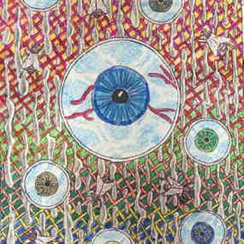 Zeichnungen mit dem Titel "Psychedelic Eye Rain" von Karen Wood, Original-Kunstwerk