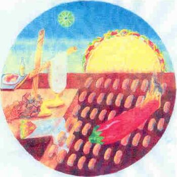 Drawing titled "MexiDali Food" by Karen Wood, Original Artwork