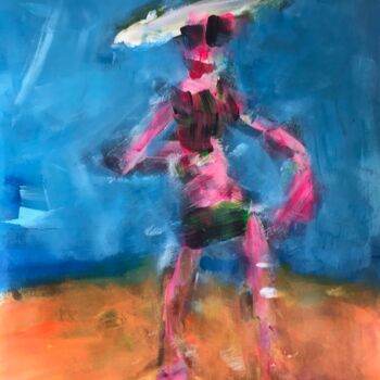 Painting titled "Beach Girl" by Karen Thomas, Original Artwork, Acrylic