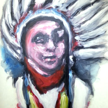 Pittura intitolato "Indian" da Karen Thomas, Opera d'arte originale, Acrilico