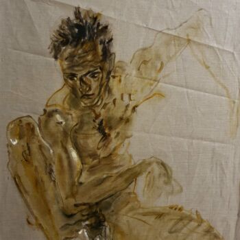Malerei mit dem Titel "Nude nue after Egon…" von Karibou Artist, Original-Kunstwerk, Öl