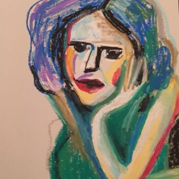 Painting titled "Portrait of a WOMAN…" by Karibou Artist, Original Artwork, Pastel