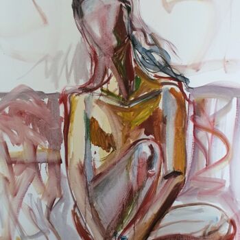 Картина под названием "A minimalistic sket…" - Karibou Artist, Подлинное произведение искусства, Масло Установлен на Деревян…