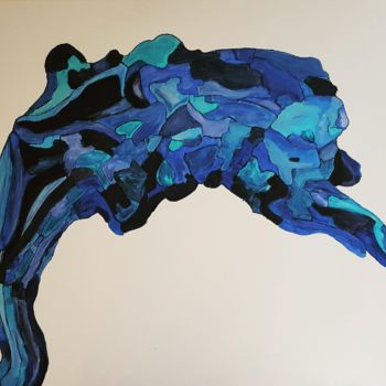Painting titled "Le bleu" by Karine Lipp, Original Artwork, Acrylic