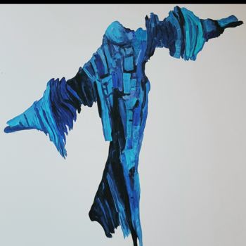 Peinture intitulée "L' Ange Bleu" par Karine Lipp, Œuvre d'art originale, Acrylique