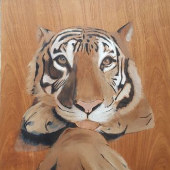 Painting titled "Le tigre" by Karine Lipp, Original Artwork, Acrylic