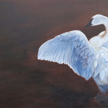 Painting titled "Le Cygne" by Karine Lipp, Original Artwork, Acrylic